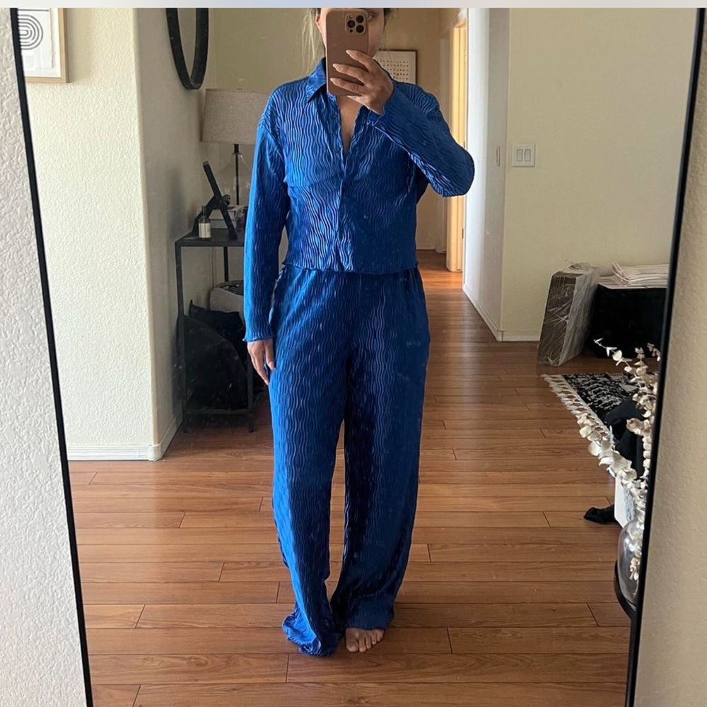 Royal Blue Relaxed Fit Jumpsuit with Collar